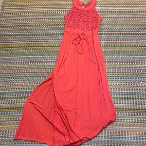 Calvin Klein maxi dress, size 6, coral